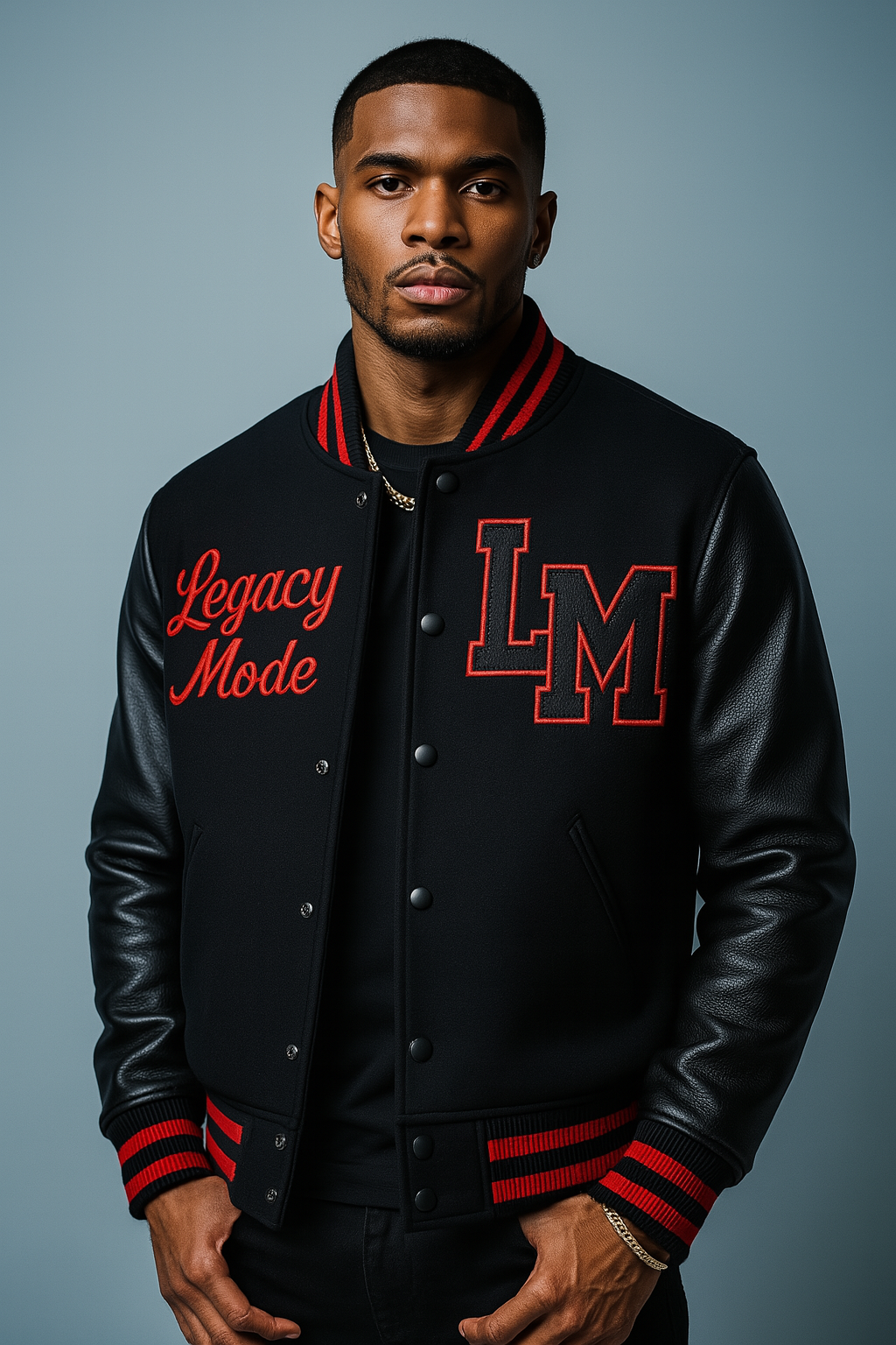 (A)  Legacy Mode Varsity Jacket